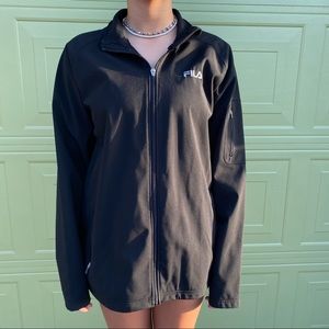 Mens Fila Black Light Weight Athletic Full Zip Jacket Size L
